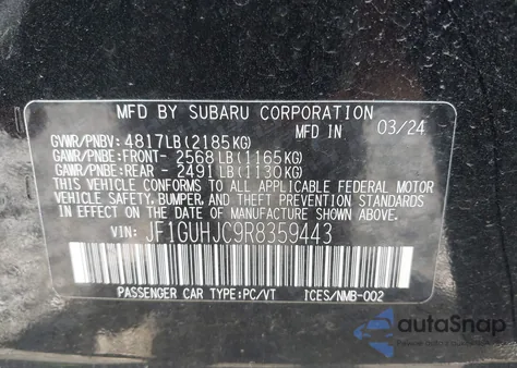 2024 Subaru Impreza Rs 5-Door z USA, uszkodzony, nr VIN JF1GUHJC9R8359443